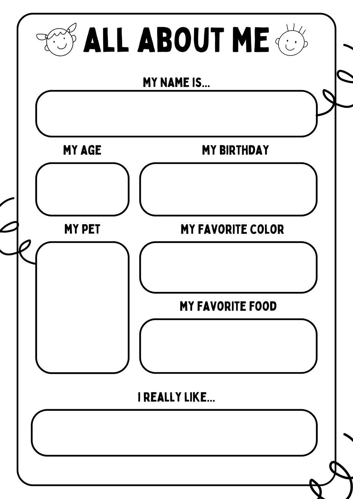 All About Me Printable Preschool Worksheet Free PDF MindyMakes