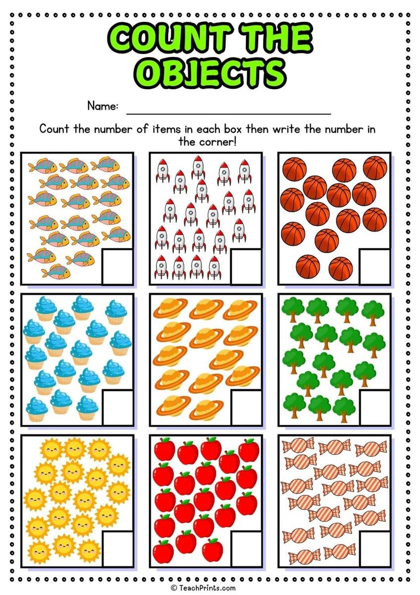 Free Counting Objects Worksheets Teach Prints Free Counting Objects Worksheets Teach Prints