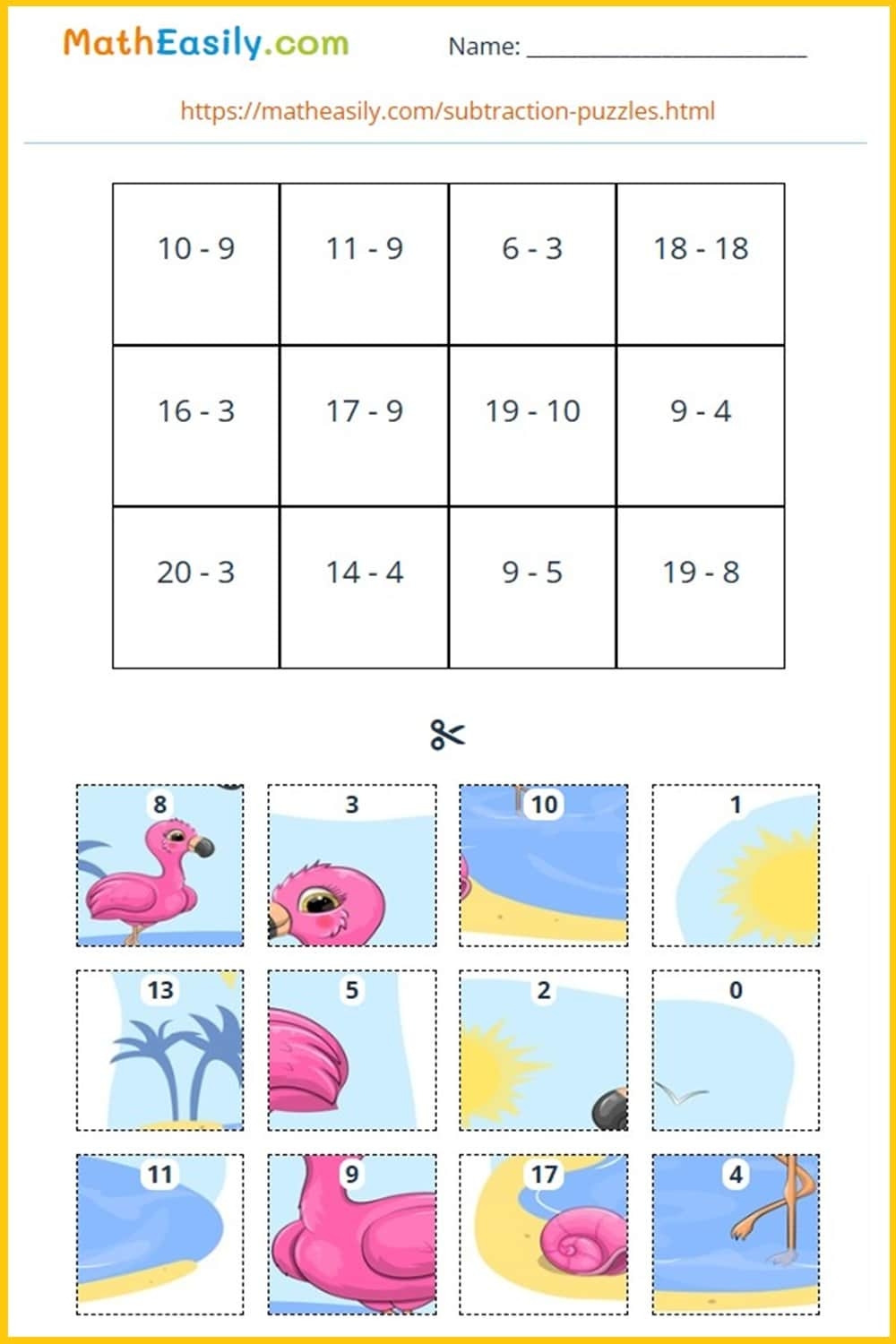 Free Cut And Paste Math Worksheets PDF Back To School Cut Match Worksheets Numbers 6 10 By PreKautism