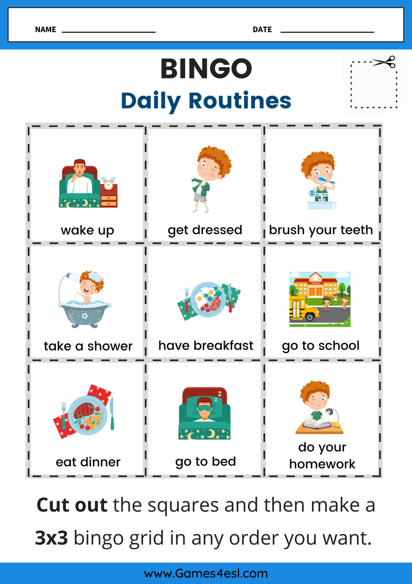 Free Daily Routine Worksheets For Beginners Games4esl Free Daily Routine Worksheets For Beginners Games4esl