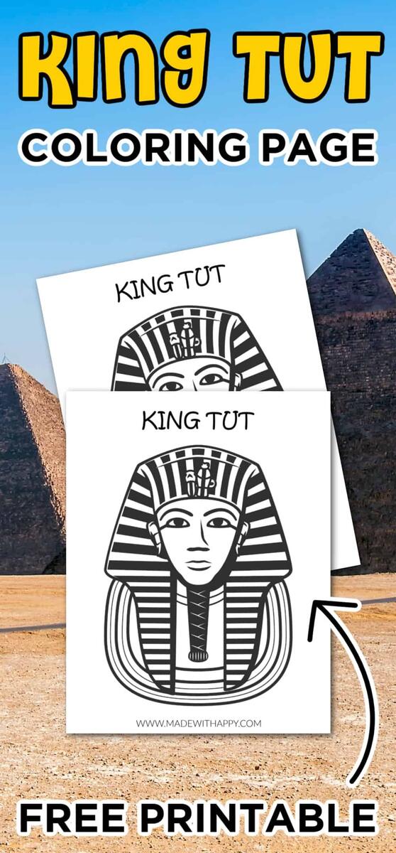FREE King Tut Coloring Page Tutankhamun Mask Made With HAPPY FREE Ancient Egypt Printable Reader For Kids