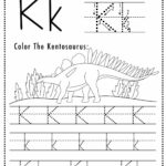 Free Letter K Tracing Worksheet Printable Dinosaur Themed Sly Spoon