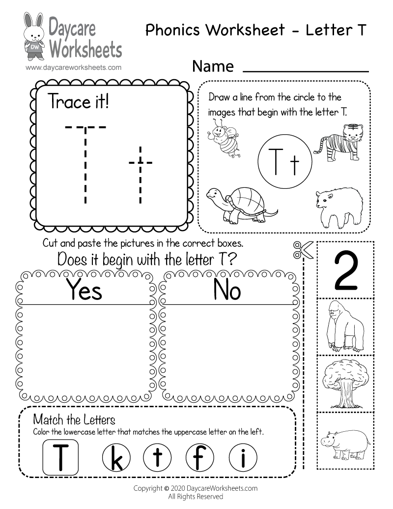 Free Letter T Phonics Worksheet Beginning Sounds Letter B Word Tracing Cut And Paste Beginning Sounds Worksheet Ezpzphonics