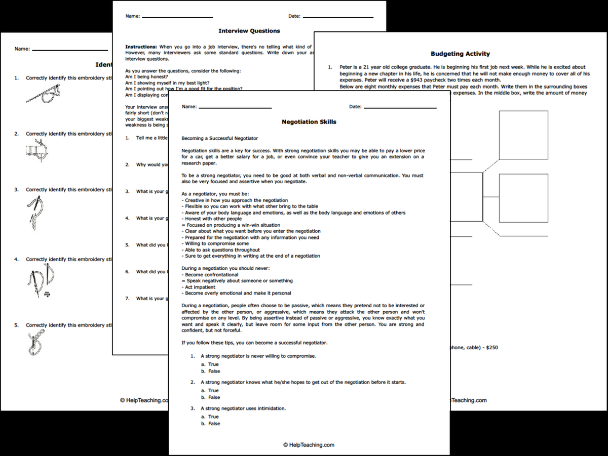 Free Life And Money Skills Worksheets Life Skills Daily Warm Up Activity Resource
