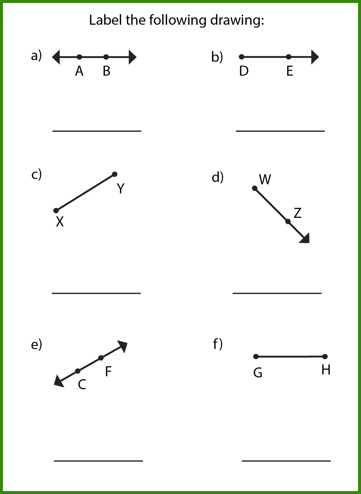 Lines Rays Line Segments Worksheets Storyboard That