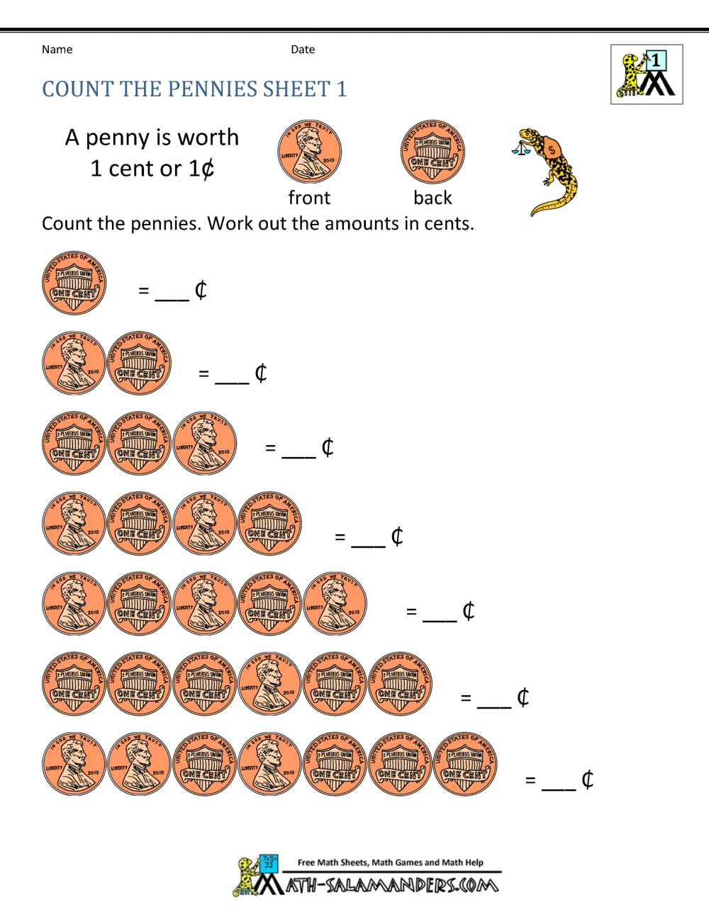 Free Math Money Worksheets 1st Grade Counting Money Worksheets Up To 1