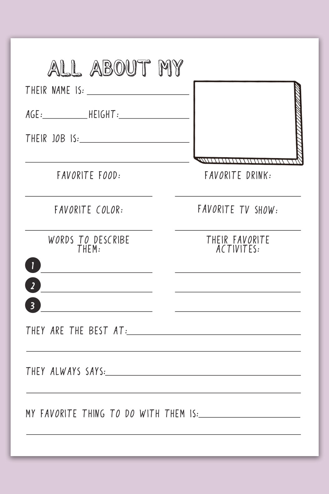 Free Mother S Day All About My Mom Or Grandma Printable