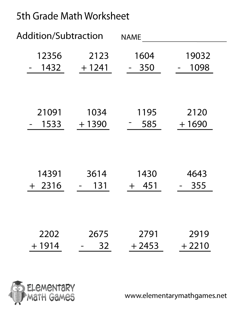 Free Printable Arithmetic Worksheet For Fifth Grade 5th Grade Math Worksheets PDF Printable PDF Worksheets Cazoom Math