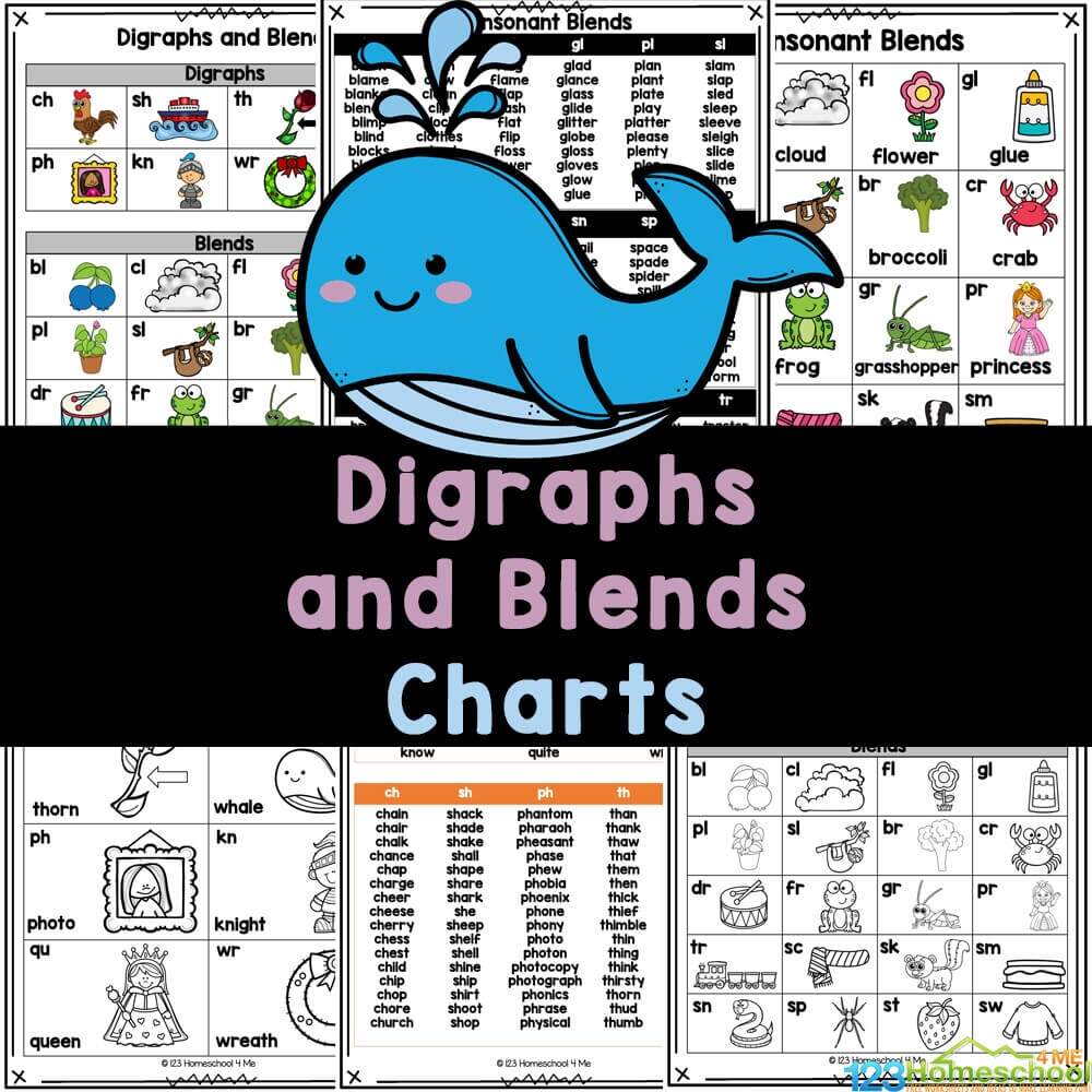 FREE Printable Consonant Blends And Digraphs Chart Blend Words Missing Sound Worksheets For Phonics Practice