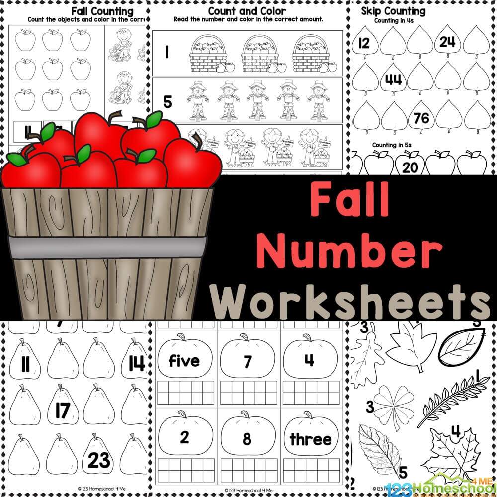 FREE Printable Fall Math Number Worksheets For Preschool Kindergarten FREE Printable Fall Math Number Worksheets For Preschool Kindergarten