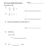 Free Printable Fourth Grade Math Practice Worksheet Worksheets Library