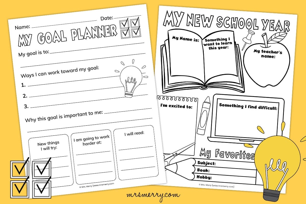 Free Printable Goal Setting Worksheets For Kids Mrs Merry Goal Planning For The New School Year Printable Template