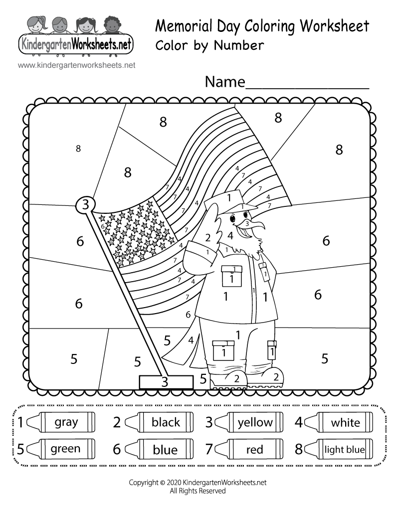 Free Printable Memorial Day Color By Number Worksheet Memorial Day Printables Teaching Mama