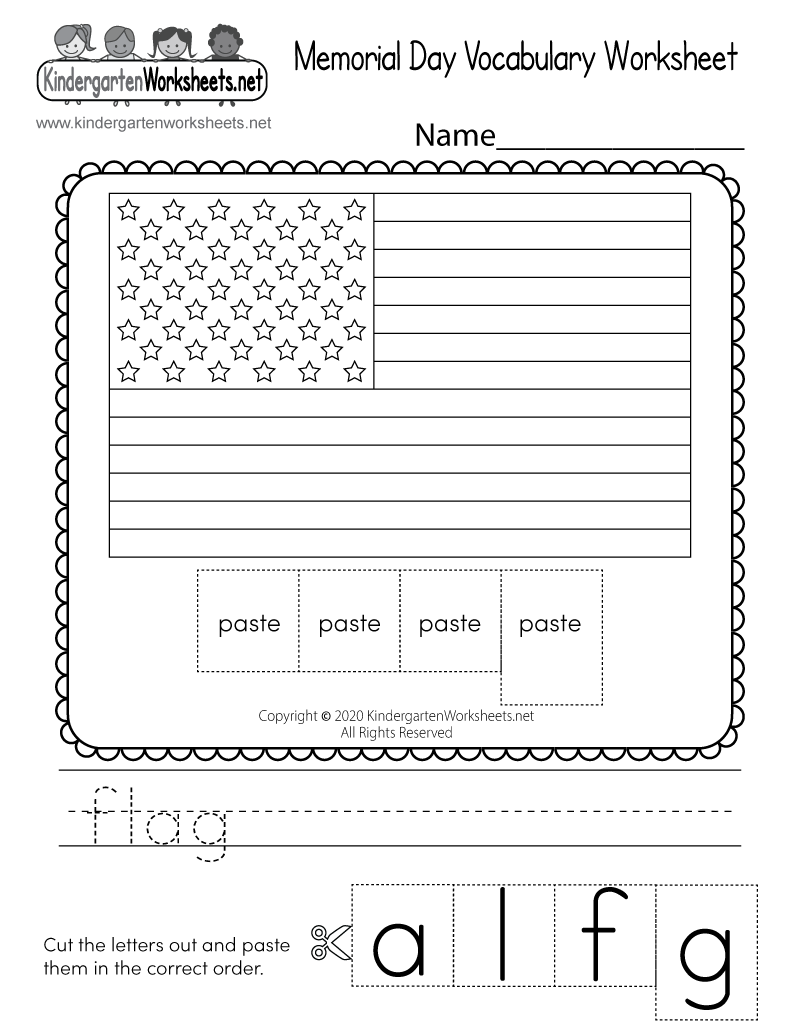 Free Printable Memorial Day Vocabulary Worksheet Free Printable Memorial Day Vocabulary Worksheet