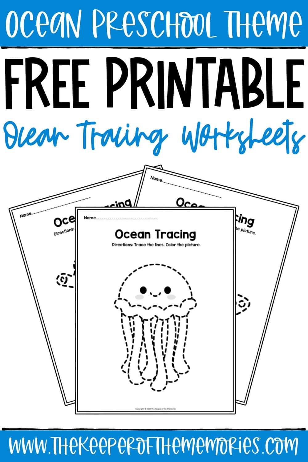 Ocean Line Tracing Work Sheet