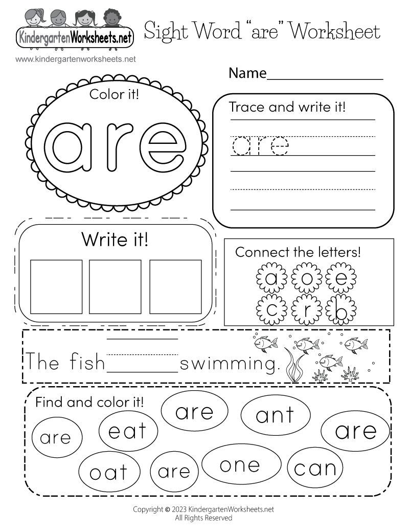 Free Printable Sight Word Are Worksheet Free Printable Sight Word Are Worksheet