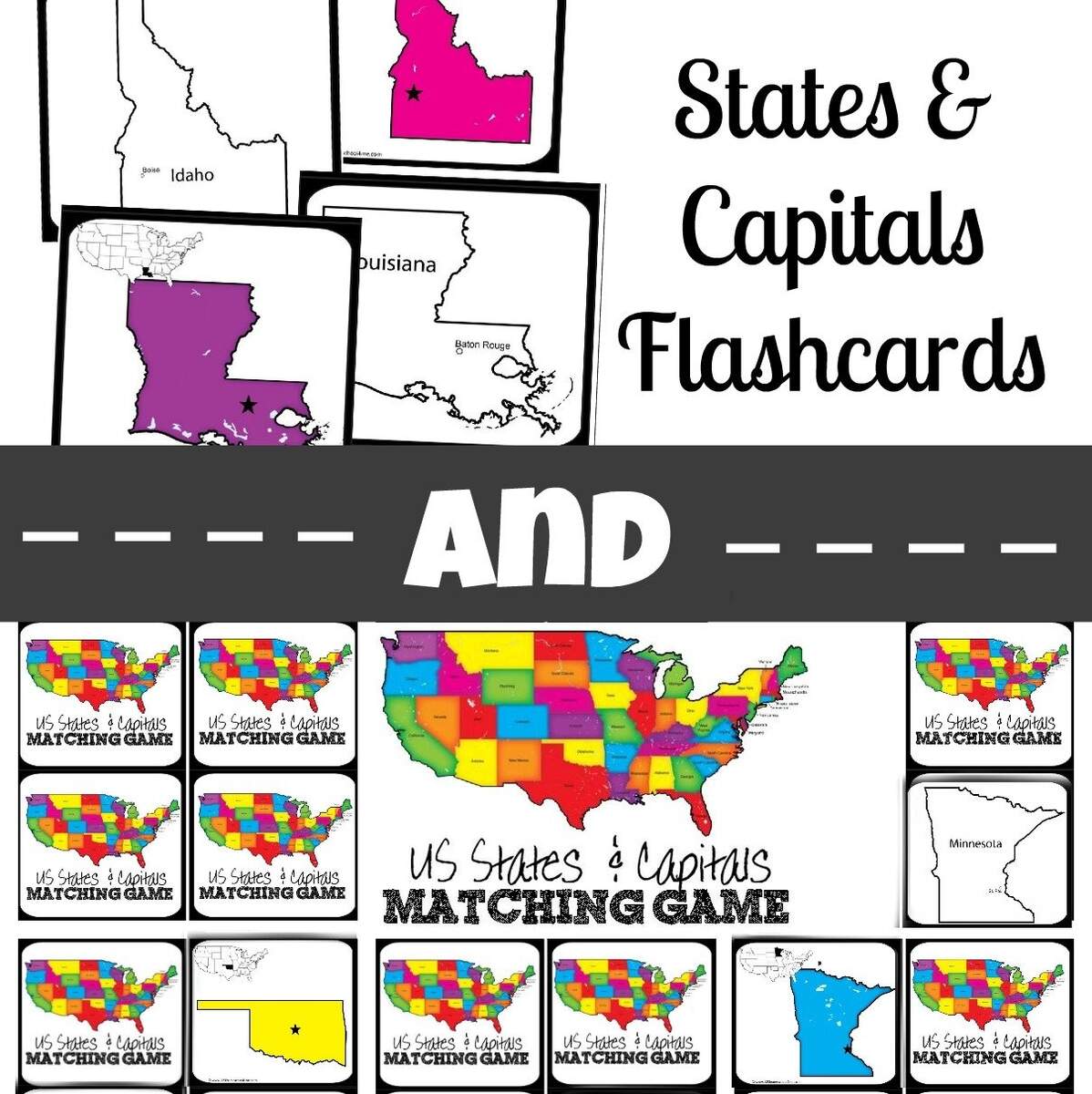 FREE Printable States And Capitals Matching Game FREE Printable States And Capitals Matching Game