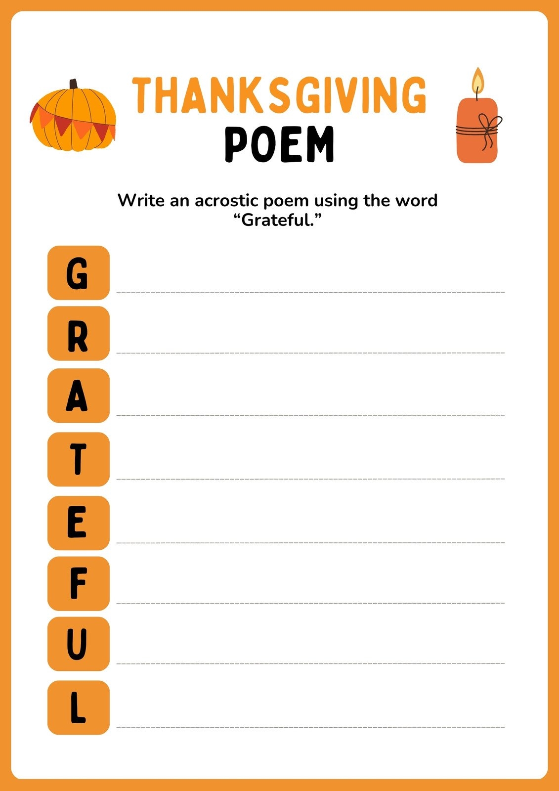 Free Printable Thanksgiving Worksheet Templates Canva