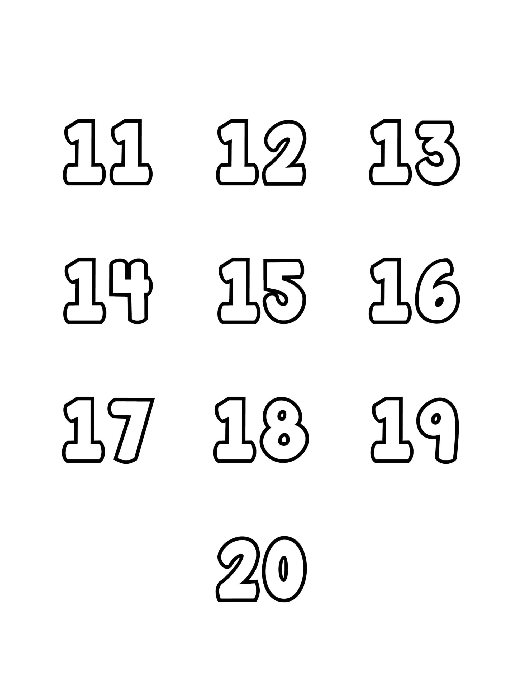 Free Printable Tracing Numbers Bubble Numbers Set 11 To 20 Number Worksheets 11 20 By Teach Simple