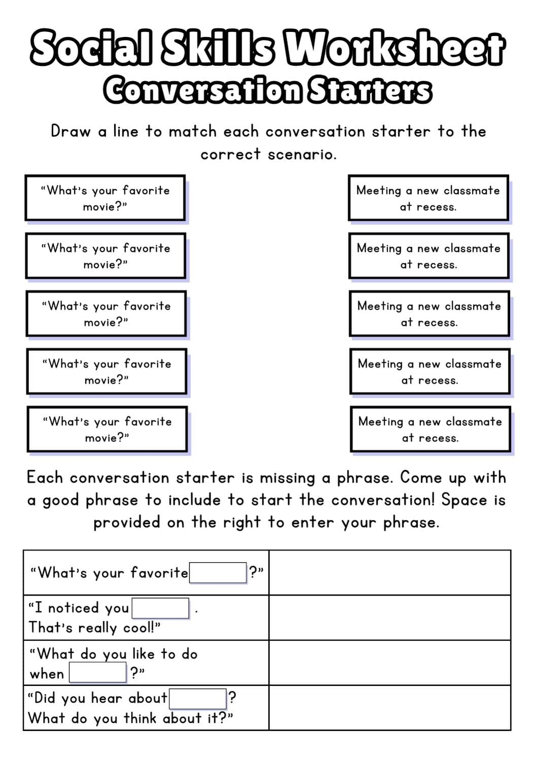 Free Social Skills Worksheets 2026 Free Social Skills Worksheets 2026