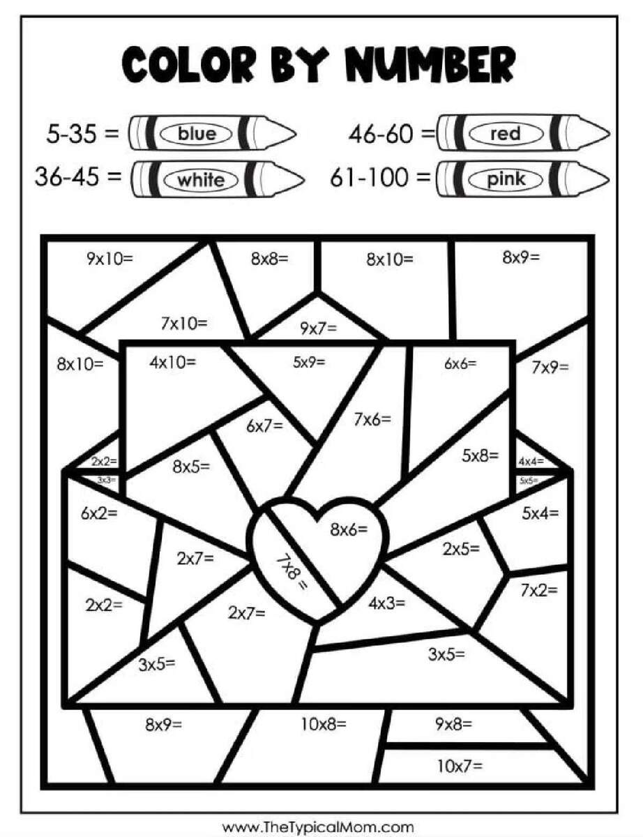 Free Valentines Day Color By Number Printables PDF