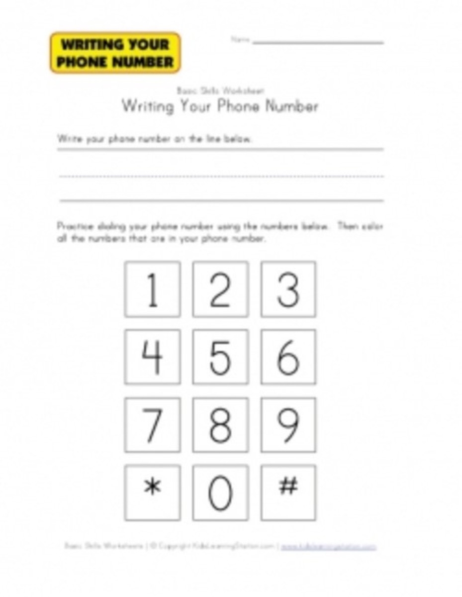 Free Worksheets For Kids To Practice Writing Their Phone Number HubPages Free Worksheets For Kids To Practice Writing Their Phone Number HubPages