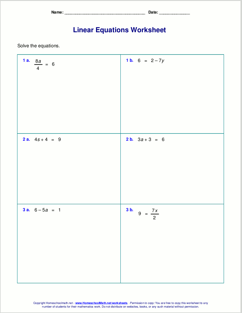 Free Worksheets For Linear Equations Grades 6 9 Pre Algebra Algebra 1 Free Worksheets For Linear Equations Grades 6 9 Pre Algebra Algebra 1