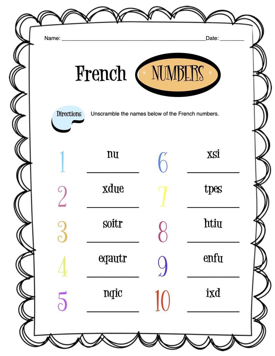 French Numbers Worksheet Packet Made By Teachers