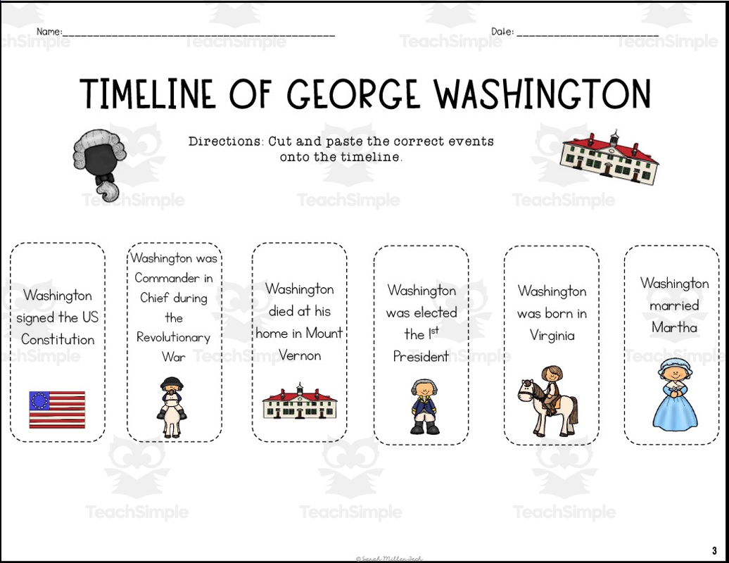 George Washington Timeline Cut And Paste By Teach Simple