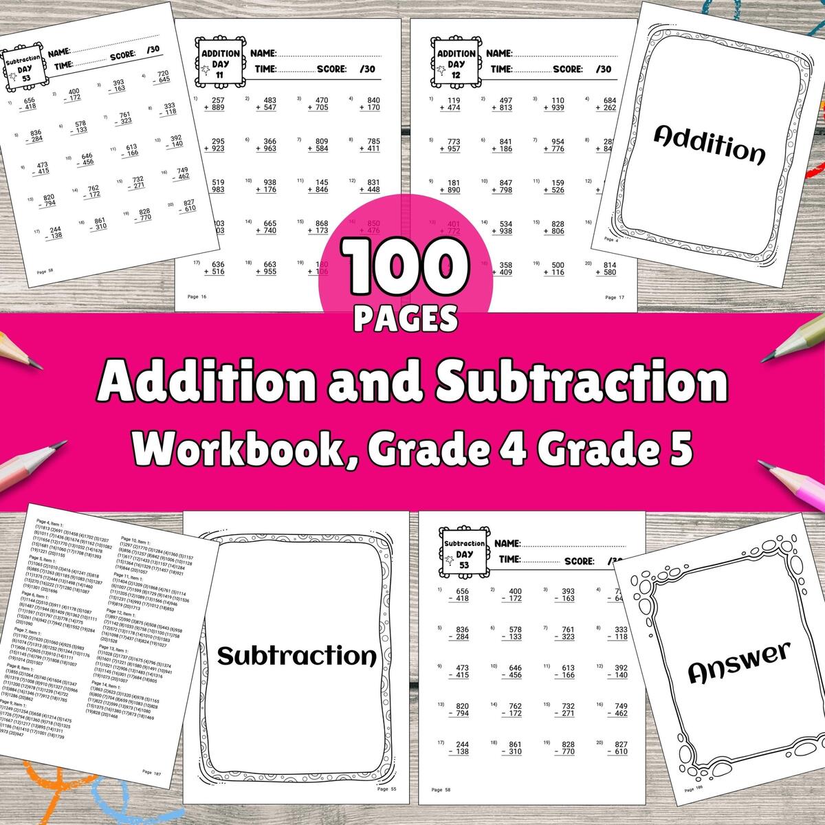 Grade 4 Math Workbook Printable Addition Subtraction Practice 4th Grade Homeschool Resource Instant Download Etsy Grade 4 Math Workbook Printable Addition Subtraction Practice 4th Grade Homeschool Resource Instant Download Etsy