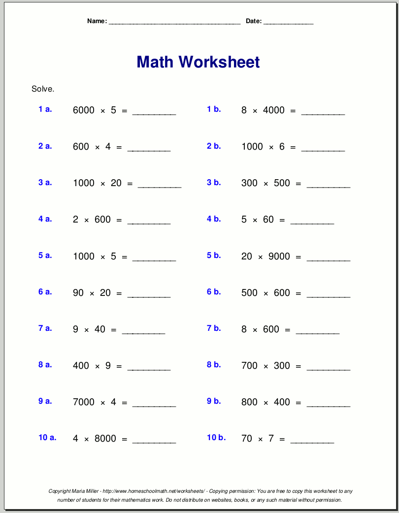 Grade 4 Multiplication Worksheets Grade 4 Multiplication Worksheets