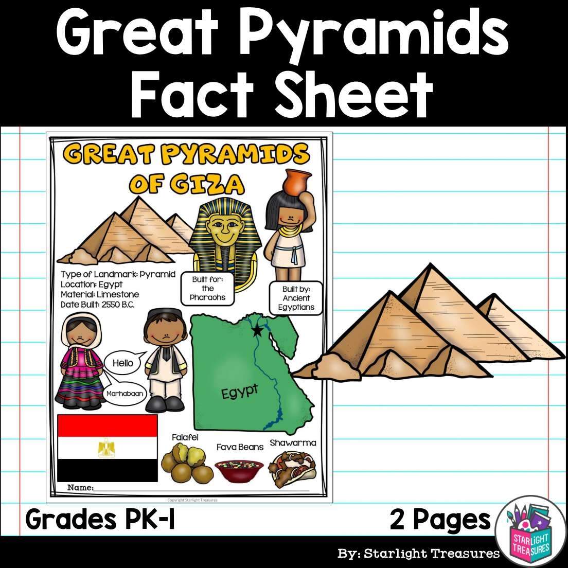 Great Pyramids Of Giza Fact Sheet For Early Readers World Landmarks Made By Teachers