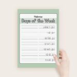 Hebrew Days Of The Week Writing Practice Sheet I Printable Hebrew Practice I Hebrew Learning I PDF I Learn Hebrew I Bible Learning I Etsy