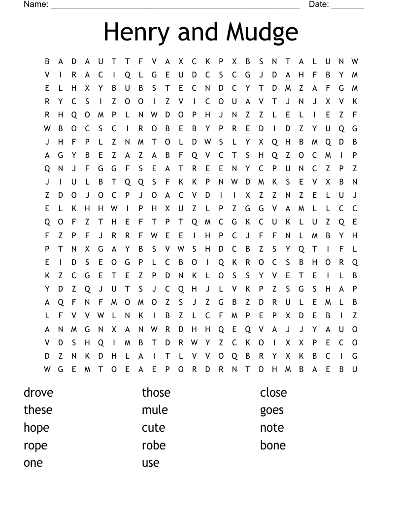 Henry And Mudge And The Starry Night Word Search WordMint