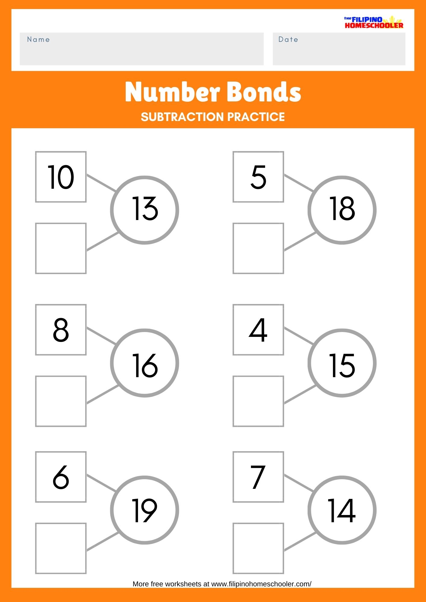 How To Teach Subtraction Using Number Bonds The Filipino Homeschooler How To Teach Subtraction Using Number Bonds The Filipino Homeschooler