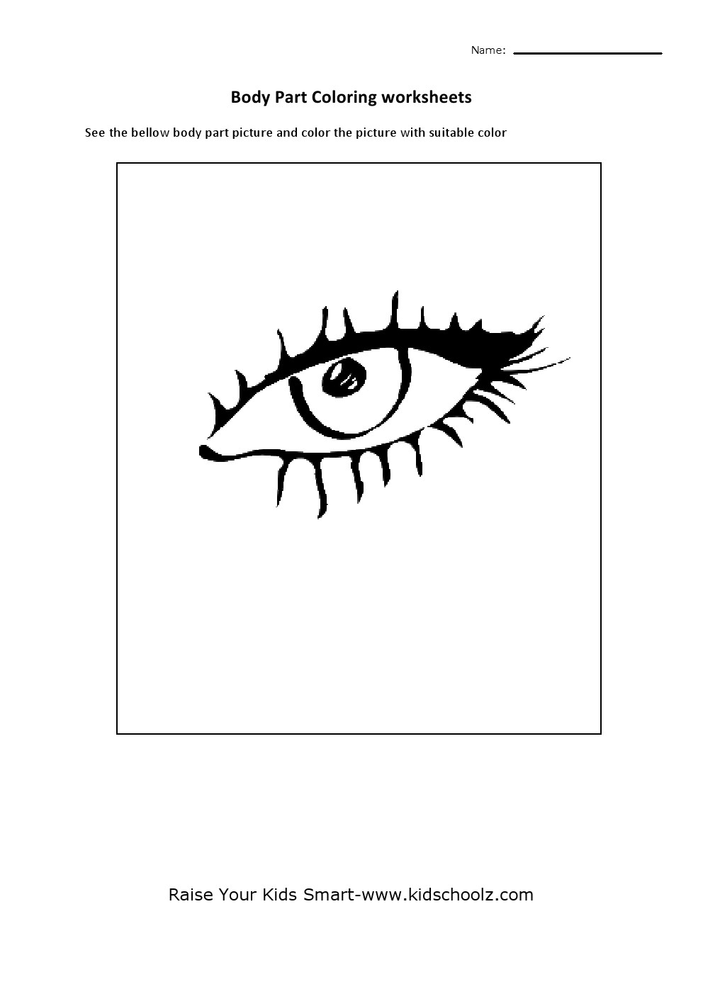 Human Body Parts Colouring Worksheets Eye Kidschoolz