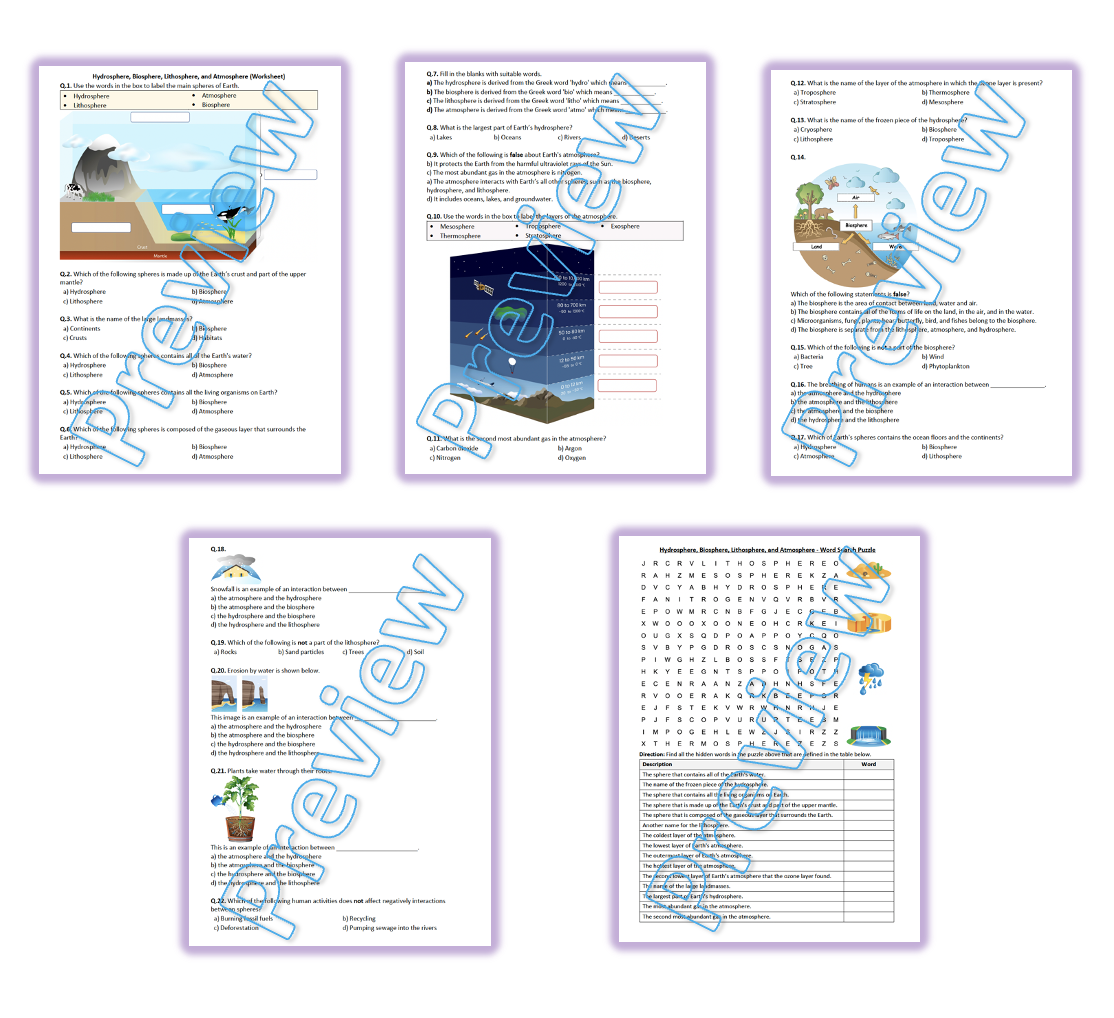 Earth Systems Worksheet