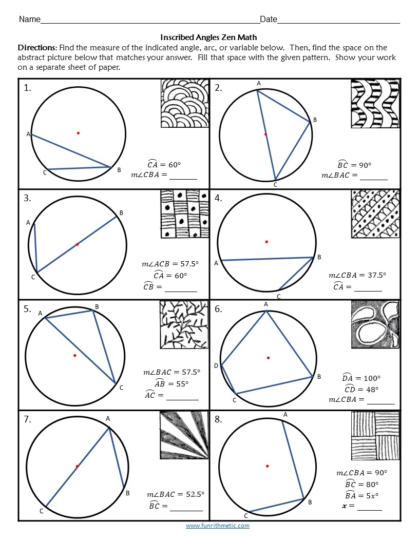 Inscribed Angles Zen Math Worksheets Library Inscribed Angles Zen Math Worksheets Library