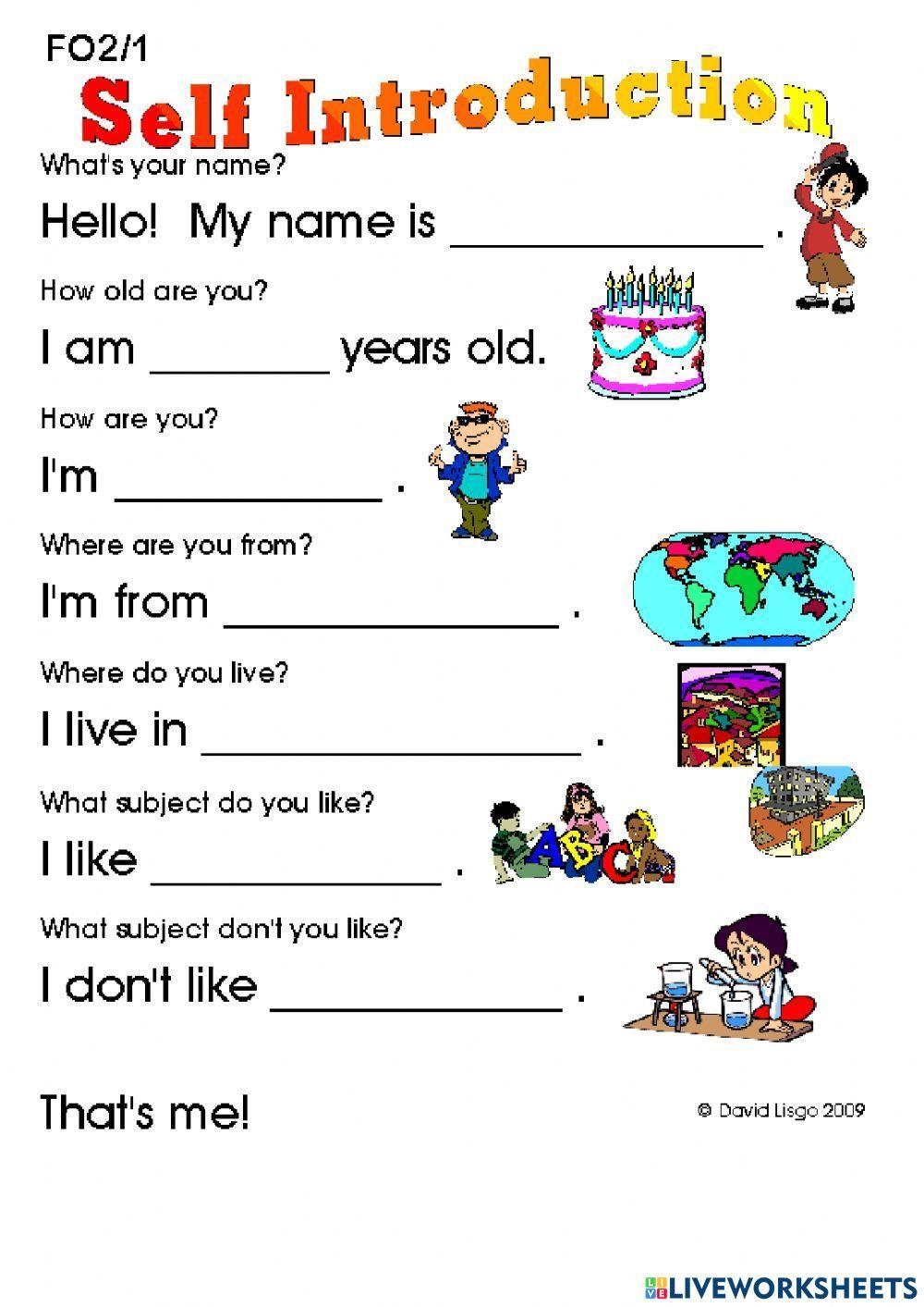 Introducing Yourself In English Printable Resources Worksheets Library
