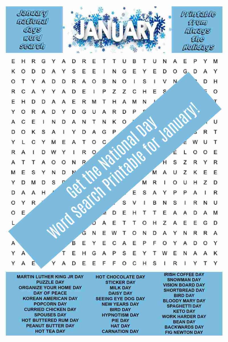 January Word Search Printable National Day Word Find Puzzle January Word Search Printable National Day Word Find Puzzle