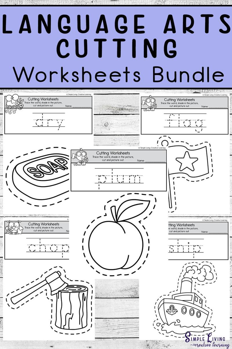 Language Arts Cutting Worksheets Bundle Simple Living Creative Learning
