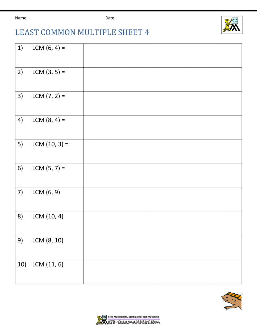 Least Common Multiple Worksheets Page Least Common Denominator Worksheets Math Grades 4 6 Printable PDF Etsy
