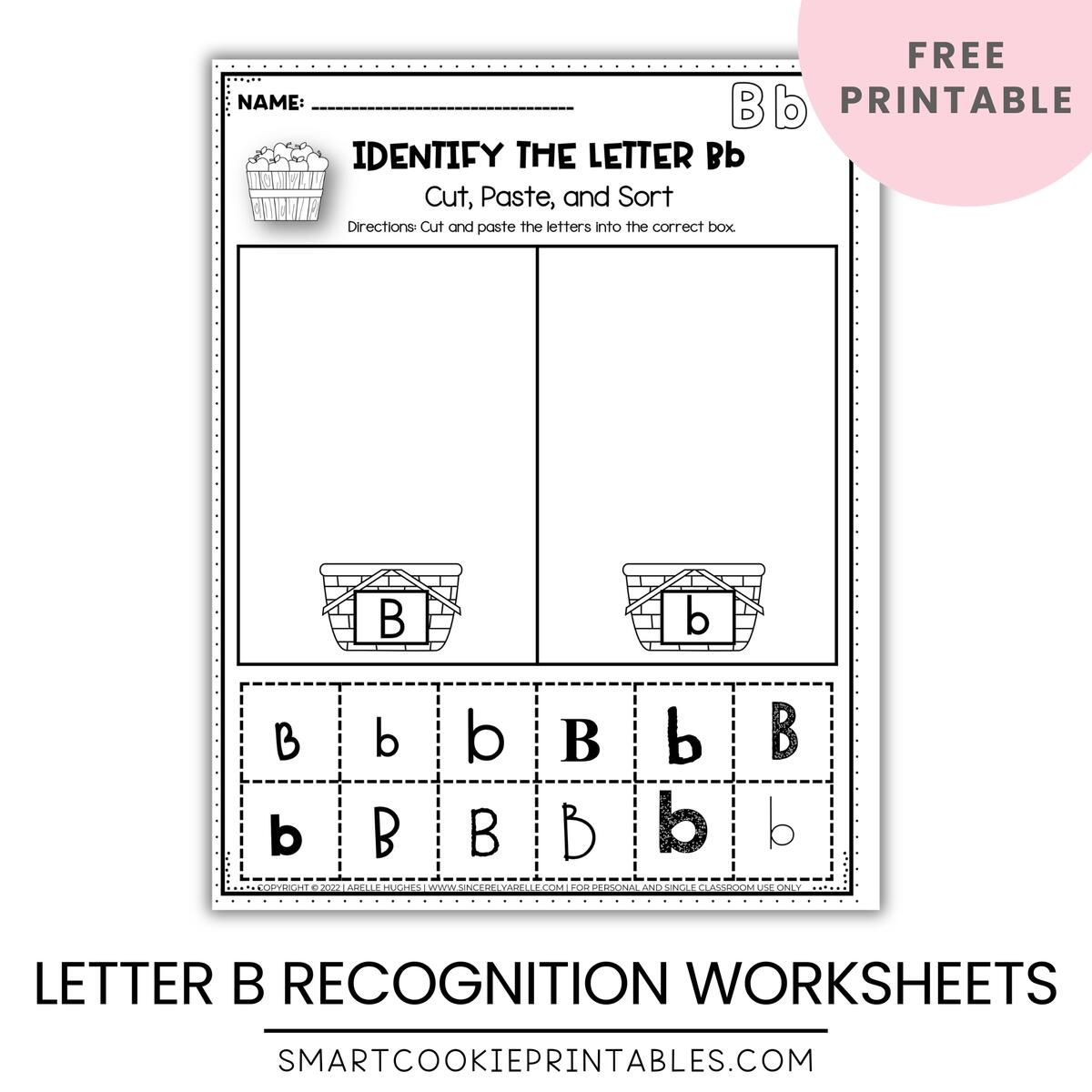 Letter B No Prep Letter Recognition Activity Worksheets Free Printables Smart Cookie Printables