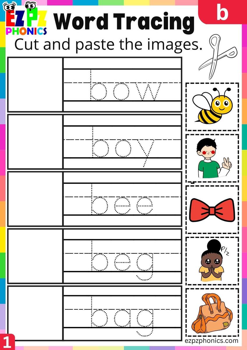Free Printable Letter B Beginning Sounds Phonics Worksheet For Preschool