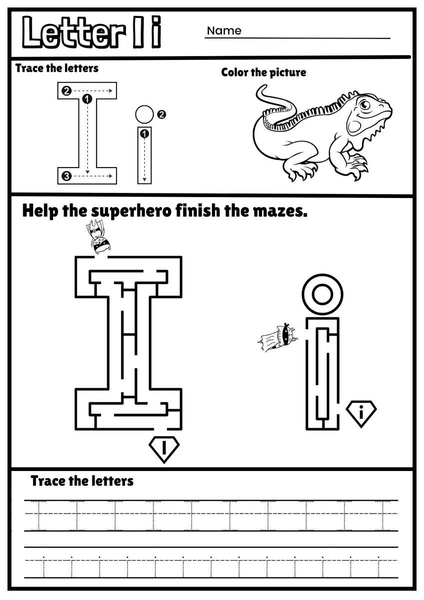Letter I Alphabet Tracing And Coloring Free Printable PDF Ezpzphonics