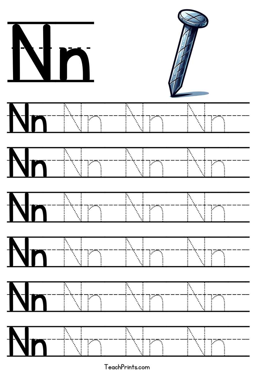 Letter N Tracing Worksheet Free Printables Teach Prints Tracing Alphabet Letters Printable Handwriting Worksheets Free Printables Lettering SVG Files Tools Apps