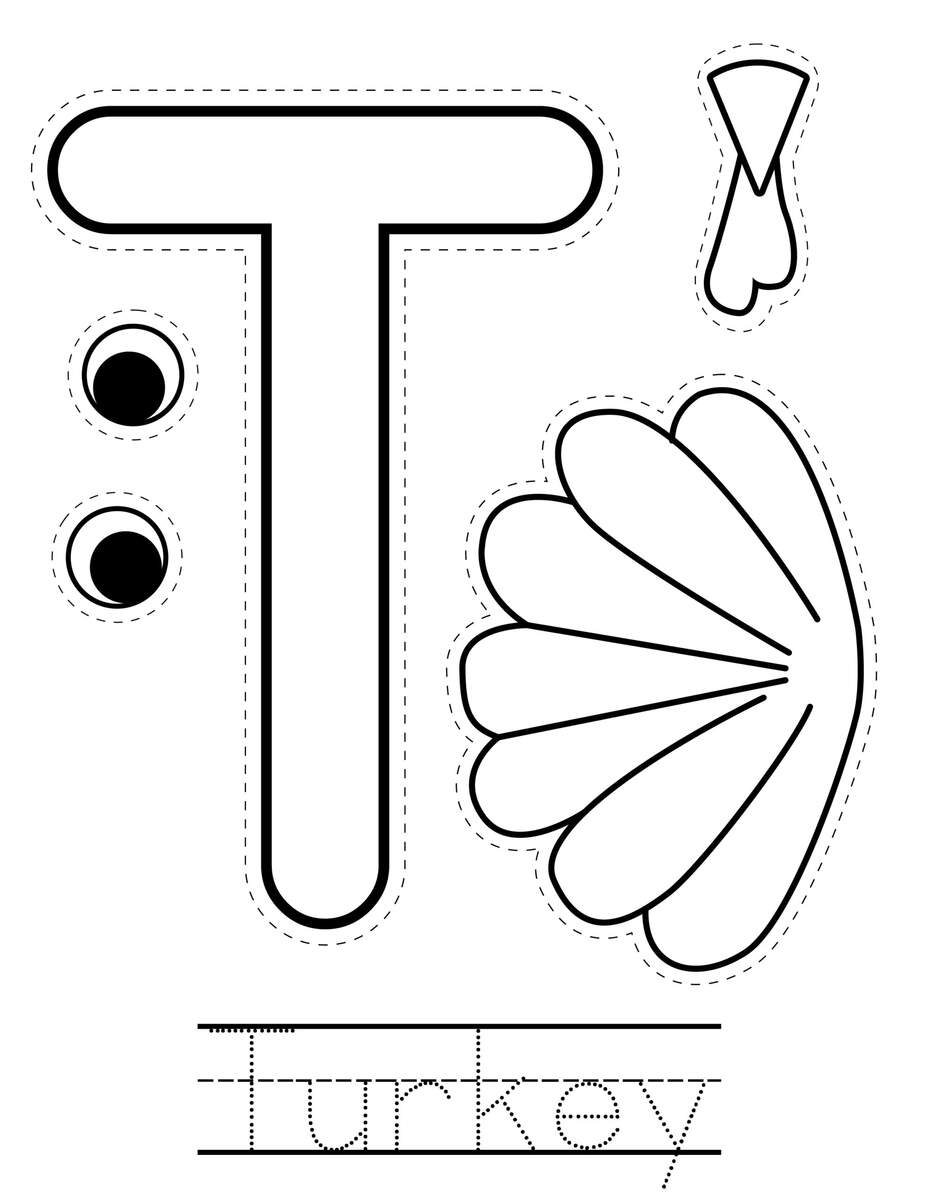Uppercase Letter T Turkey Craft