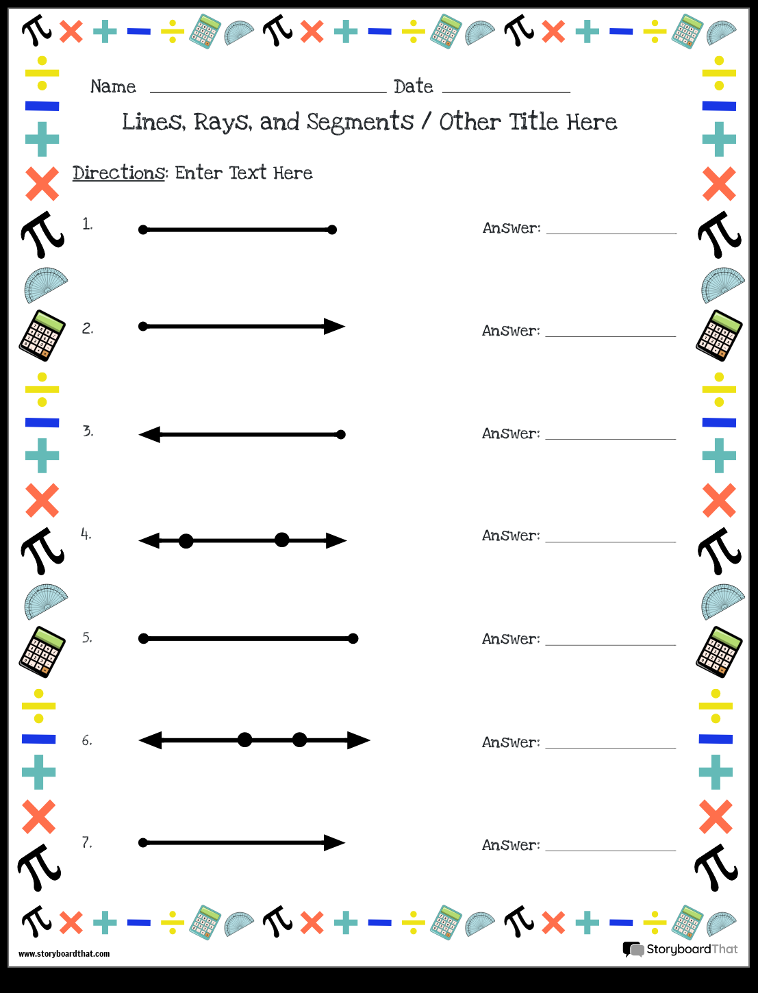 Lines Rays Line Segments Worksheets Storyboard That Free Lines Rays And Line Segments Worksheet 10 Pages