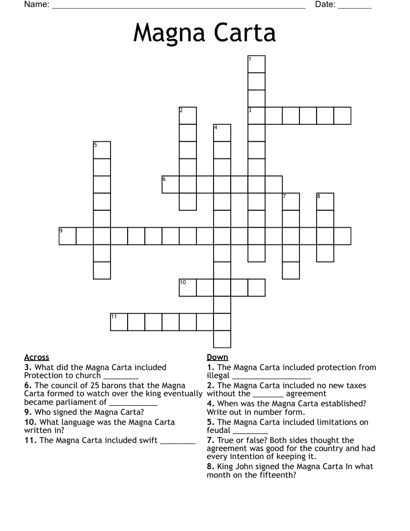 Magna Carta Crossword WordMint Magna Carta Crossword WordMint