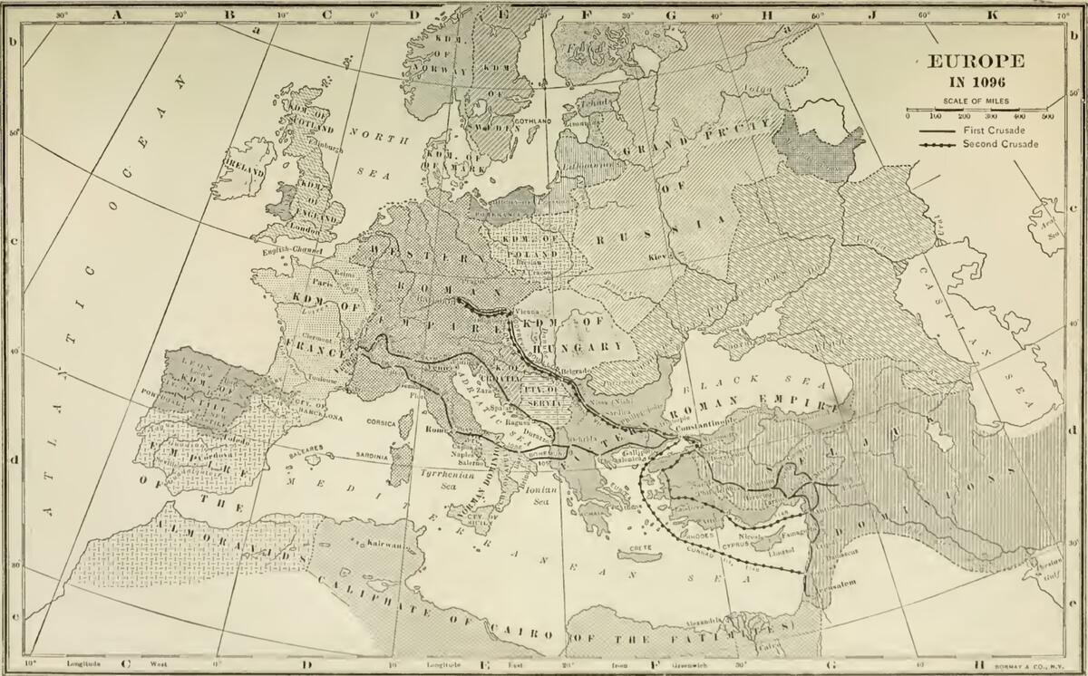 Map Of Europe In 1096 During The Crusades Student Handouts Map Of The Roman Empire Worksheet Year 7 PDF